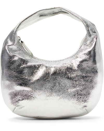 Madewell The Mini Bag In Crystal-embellished Suede - Gray