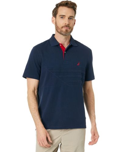Nautica Classic Fit Rugby Chest Stripe Polo - Blue