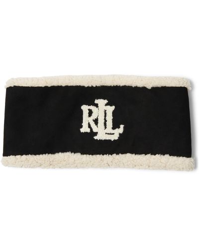 Lauren by Ralph Lauren Faux Fur Real Suede Logo Headband - Black