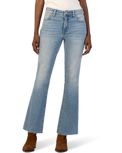 Kut From The Kloth Stella High-rise Fab Ab Flare W/raw Hem In Priorities - Blue
