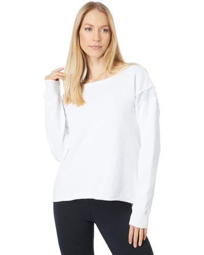 Mod-o-doc French Terry Long Sleeve Contrast Trim Sweatshirt - White