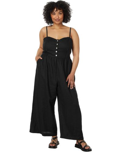 Madewell Plus Sleeveless Wide-leg Jumpsuit In 100% Linen - Black