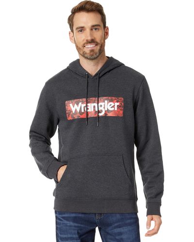 Wrangler Kabel Logo Print Hooded Sweatshirt - Blue