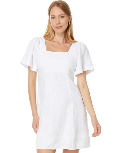 Madewell Square-neck Mini Dress In 100% Linen - White