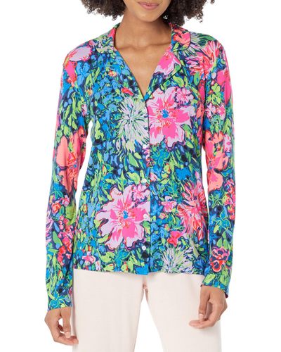 Lilly Pulitzer Pj Knit Long Sleeve Button-up Top - Multicolor