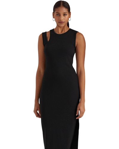Lauren by Ralph Lauren Cotton-blend Sleeveless Midi Dress - Black