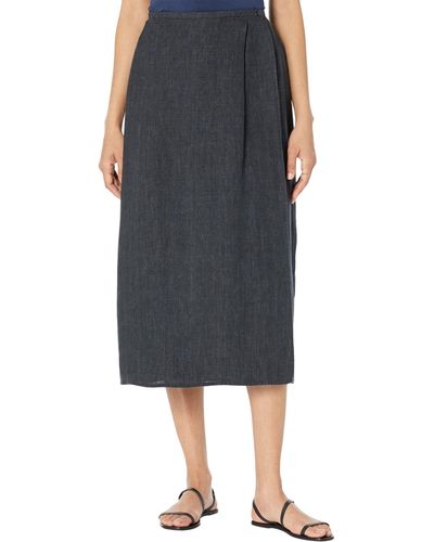 Eileen Fisher Full-length Wrap Skirt In Washed Organic Linen Delave - Gray