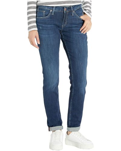 Silver Jeans Co. Boyfriend Mid-rise Slim Leg Jeans In Indigo L27101ssx365 - Blue