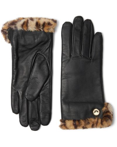 Lauren by Ralph Lauren Faux Fur Lined Leather Touch Glove - Black