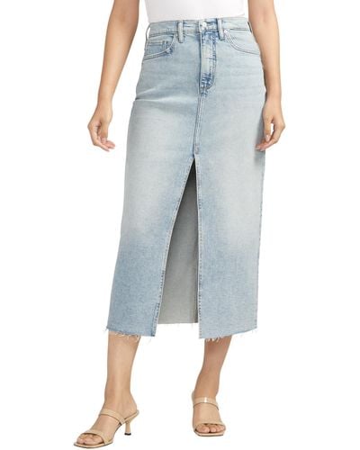 Silver Jeans Co. Denim Midi Skirt L34112acs174 - Blue