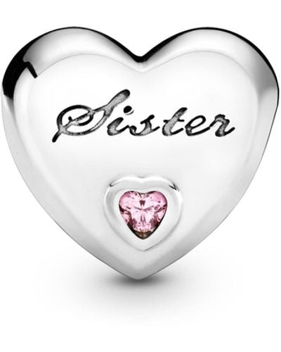PANDORA People Sister's Love Cz Charm - Pink