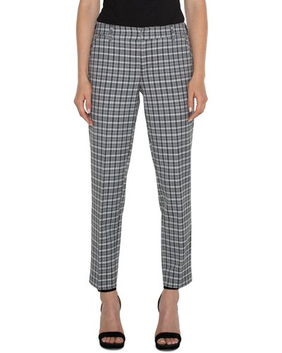 Liverpool Los Angeles Kelsey Stretch Woven Plaid Mid Rise Trouser - Blue