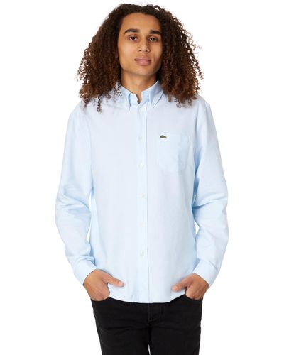 Lacoste Long Sleeve Regular Fit Oxford Button-down Shirt - Blue