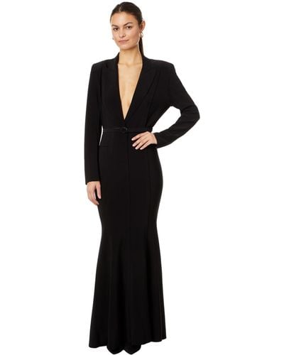 Norma Kamali Single Breasted Boy Fit Fishtail Gown - Black
