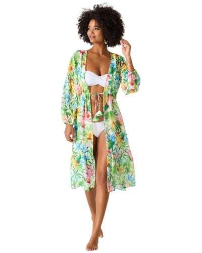 Tommy Bahama Orchid Garden Open Front Duster - Green