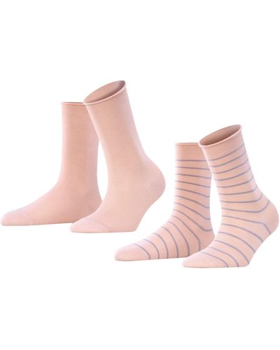 FALKE Happy Stripe 2-pack Cotton Socks - Pink