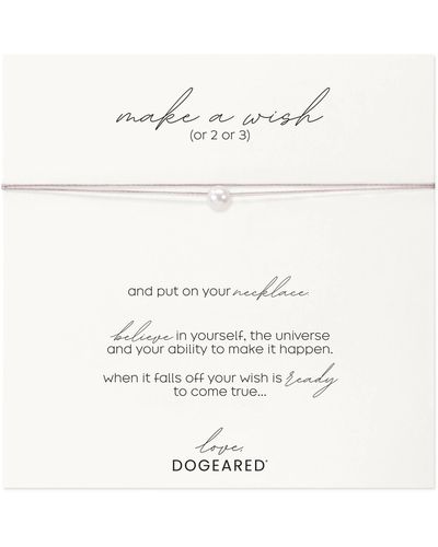 Dogeared Make A Wish Pearl Necklace On Taupe Silk Thread 16 - White