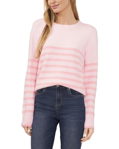 Cece Cropped Striped Sweater - Red