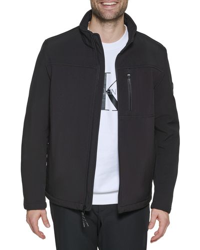 Calvin Klein Water Resistant Soft Shell Open Bottom Jacket - Black