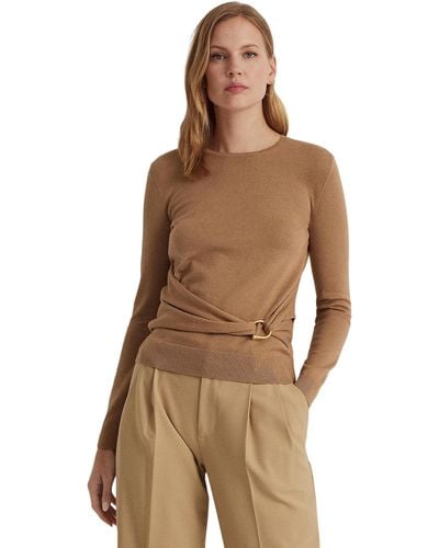 Lauren by Ralph Lauren Twist-front Cotton-blend Sweater - Brown