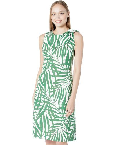 Kate Spade Palm Fronds Knot Shoulder Dress - Green