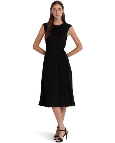 Lauren by Ralph Lauren Bubble Crepe Cap-sleeve Dress - Black