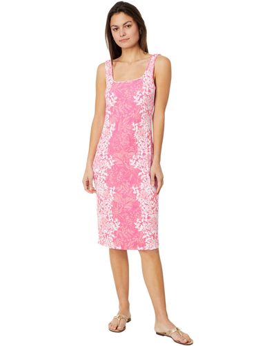 Lilly Pulitzer Mick Square Neck Ribbed Dress - Pink