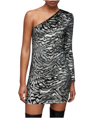 AllSaints Deri Zebra Dress - Black