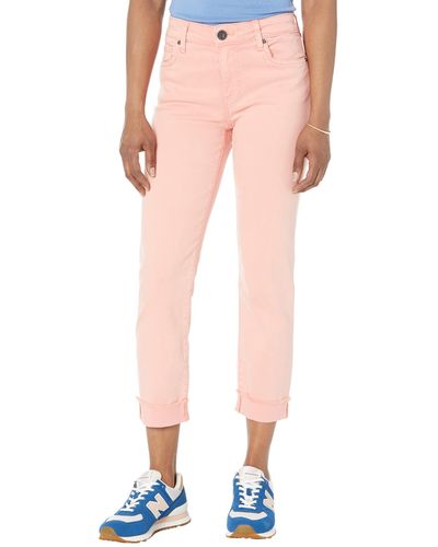 Kut From The Kloth Amy Crop Straight Leg In Coral Pink