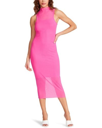 Steve Madden Sidra Sheer Midi Bodycon Dress - Pink