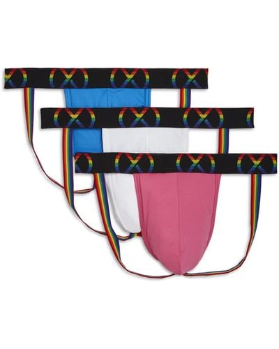 2xist 2(x)ist (x) Sport Mesh Pride 3-pack Jock Strap (electric Blue/white/pink) Underwear