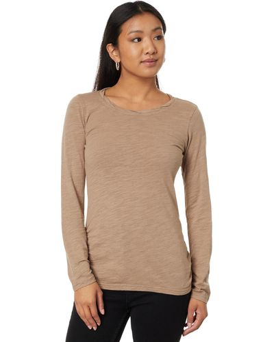 Mod-o-doc Long Sleeve Twisted Scoopneck Tee - Natural