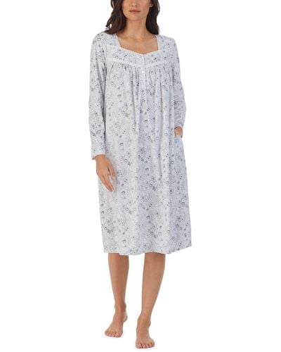 Eileen West Long Sleeve Waltz Microfleece Gown - Gray