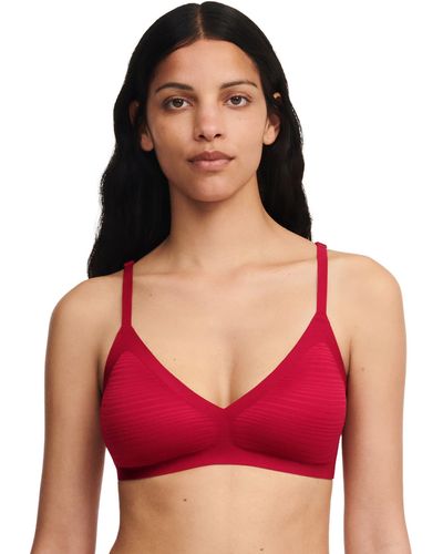 Chantelle Soft Stretch Stripes Bralette W/ Removable Pads - Red