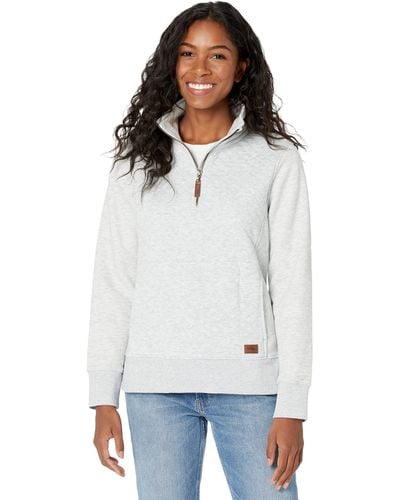 L.L. Bean Petite Quilted Sweatshirt 1/4 Zip Pullover Long Sleeve - White