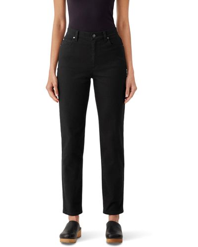 Eileen Fisher High Waisted Slim Full Length Jeans - Black