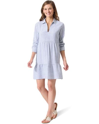 Tommy Bahama Stamped Lucia Stampedripe Collar Dress - Blue
