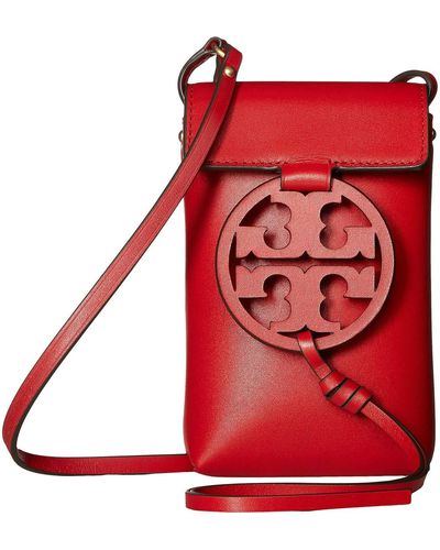 Tory Burch Miller Phone Crossbody (aged Camello) Cross Body Handbags - Red