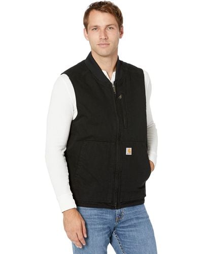 Carhartt Loose Fit Washed Duck Insulated Rib Collar Vest - Black