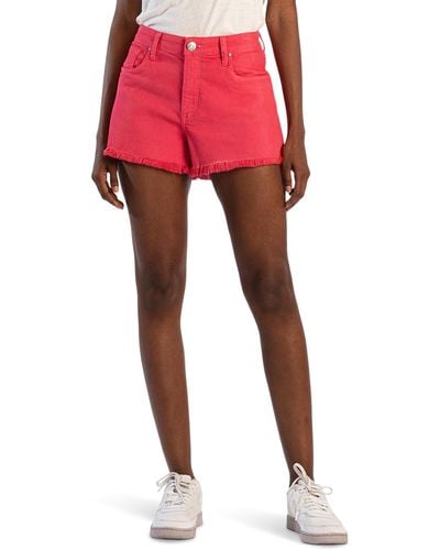 Kut From The Kloth Jane High-rise Shorts W/ Fray Hem - Red