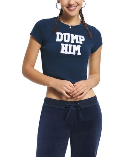 Juicy Couture Dump Him Graphic Baby Tee - Blue