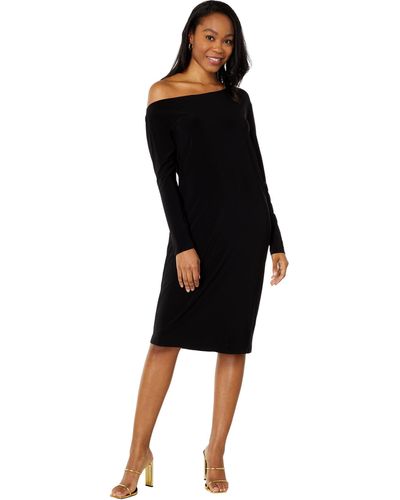 Norma Kamali Long Sleeve Drop Shoulder Dress - Black