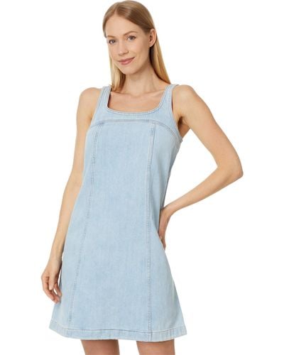 Madewell Denim A-line Sleeveless Mini Dress In Fitzgerald Wash - Blue
