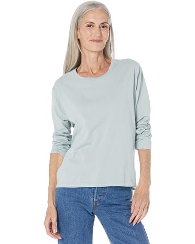 Dylan By True Grit Cotton Jersey Long Sleeve Mid-rise Crew - Blue