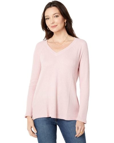 Dylan By True Grit Waffle Raglan-v - Pink