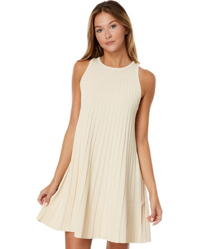 English Factory Pleated A-line Knit Mini Dress - Natural