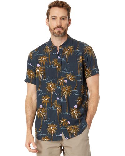 Rip Curl Brushed Palm Floral Short Sleeve Woven - Blue
