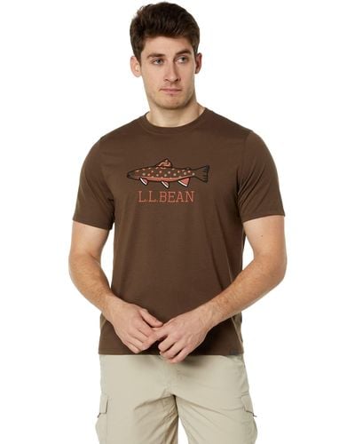 L.L. Bean Fishing Graphic Tee Shirt Short Sleeve - Brown