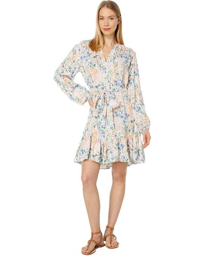 Tommy Hilfiger Long Sleeve Floral Dress With Self Tie - White