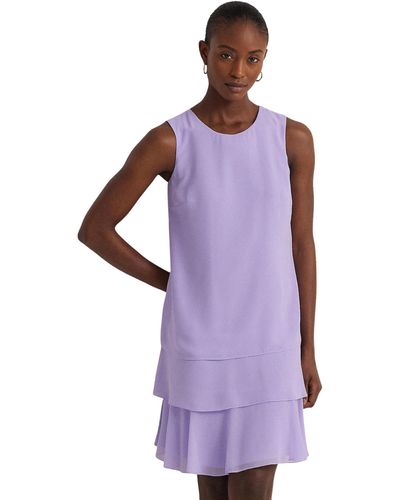 Lauren by Ralph Lauren Georgette Shift Dress - Purple